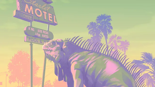 Florida Man wallpaper: motel iguana