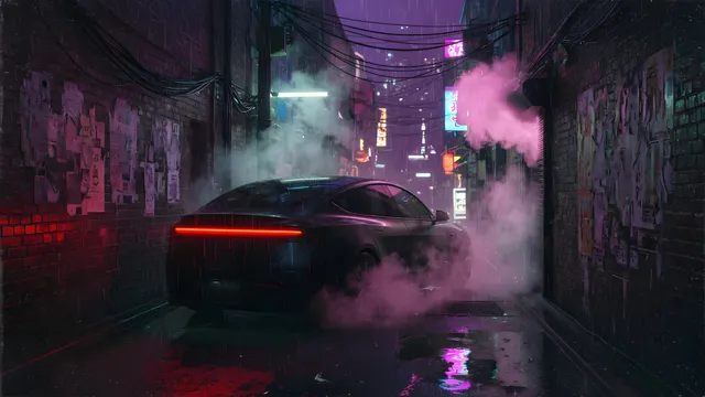 Futurist wallpaper: alley sedan