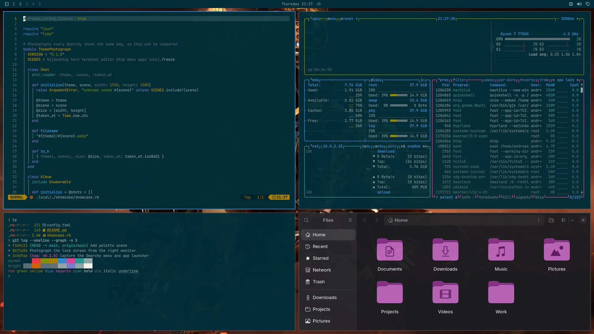 Grimdark Solarized: Neovim, terminal, btop and Files