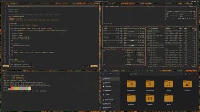 Gruvbox Material: Neovim, terminal, btop and Files