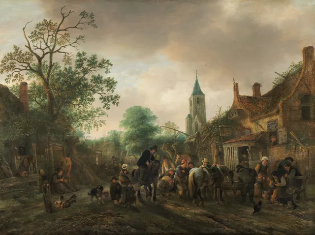 Gruvbox wallpaper: village square
