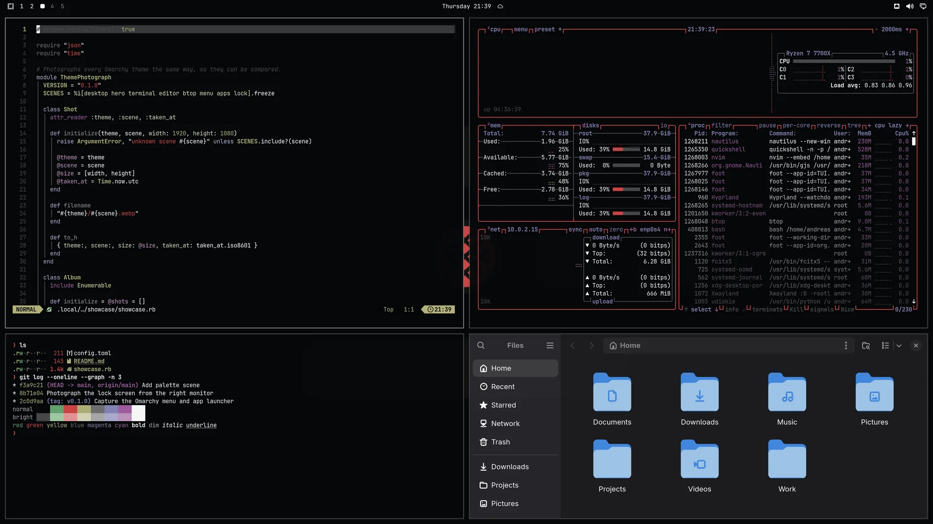 Ibm: Neovim, terminal, btop and Files