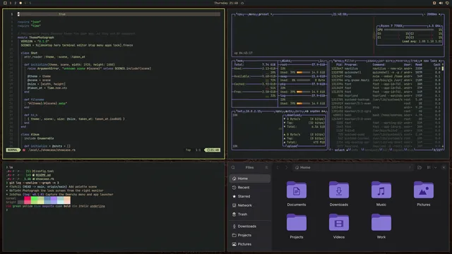 Kimiko: Neovim, terminal, btop and Files