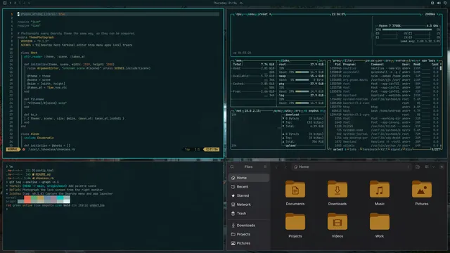 Last Call: Neovim, terminal, btop and Files