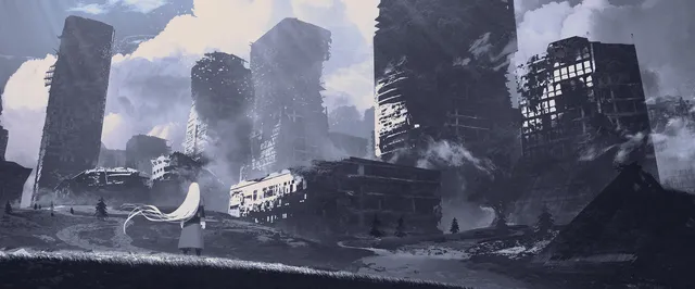 Lavender wallpaper: desolate city