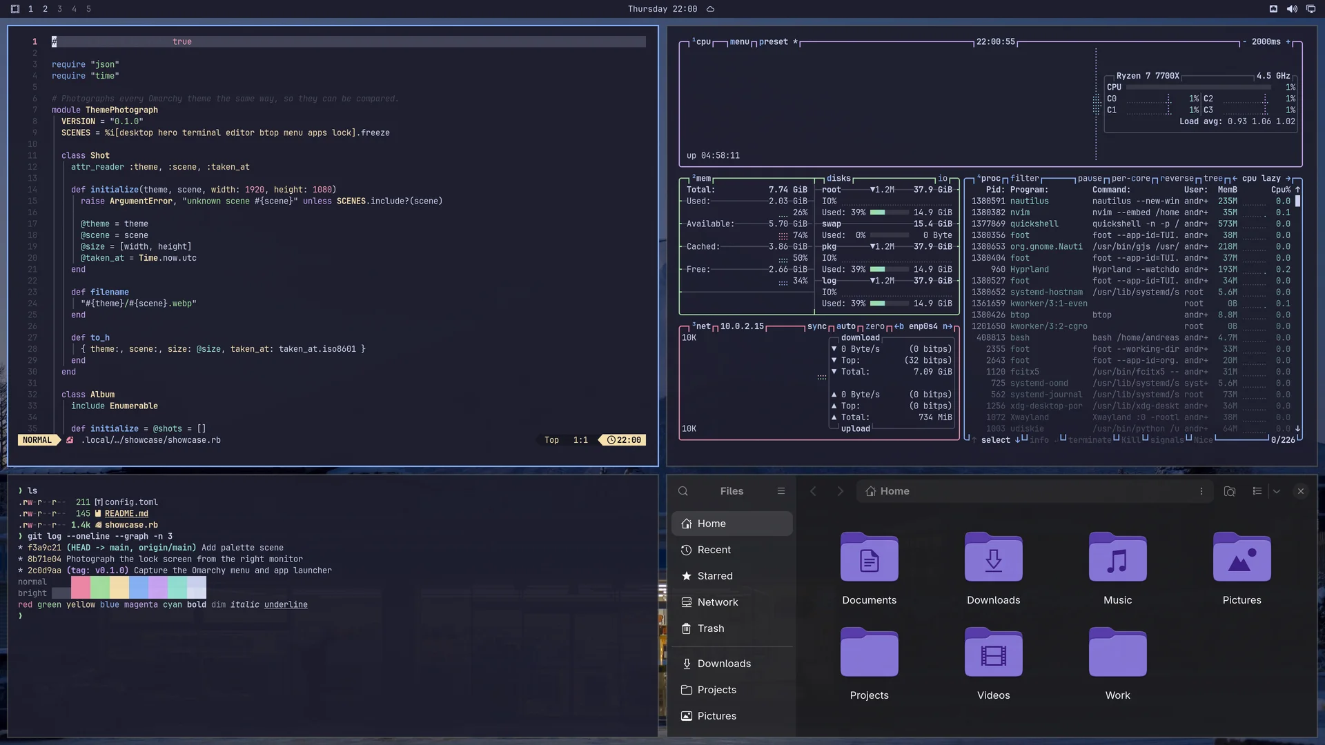 Lawson Night: Neovim, terminal, btop and Files