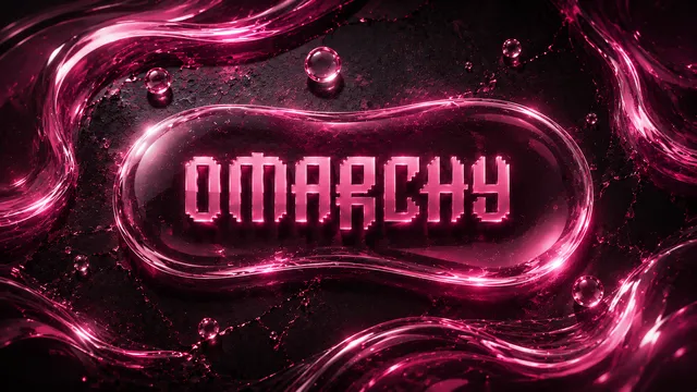 Liquid Glass wallpaper: omarchy magenta