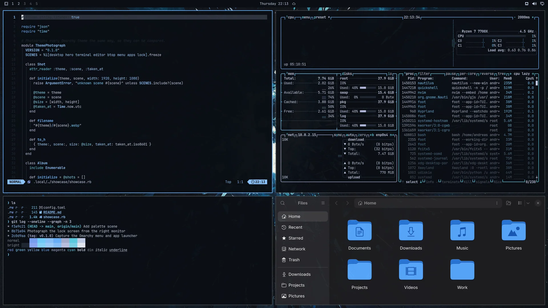 Memento Mori: Neovim, terminal, btop and Files