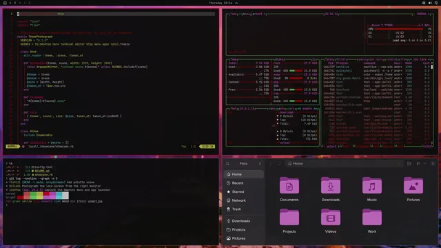 Miles Morales: Neovim, terminal, btop and Files