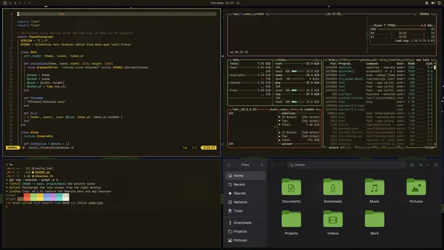 Minecraft: Neovim, terminal, btop and Files