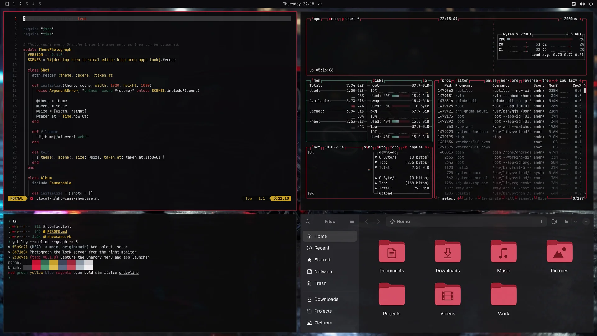 Mini Jcw: Neovim, terminal, btop and Files