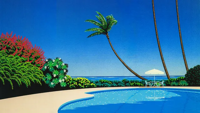 Nagai Poolside wallpaper: shade of palm grove II