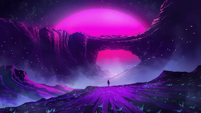 Neon Dusk wallpaper: magenta arch