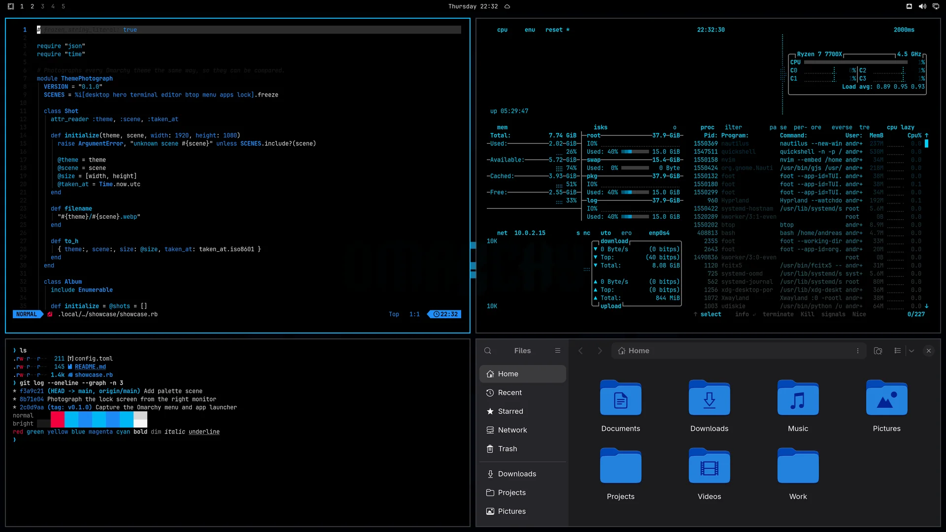 Neovoid: Neovim, terminal, btop and Files