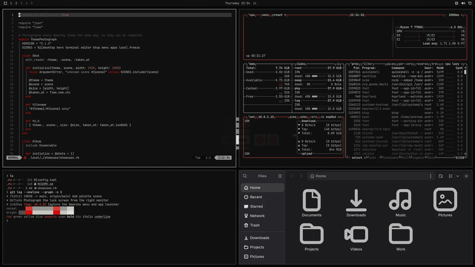 NES: Neovim, terminal, btop and Files