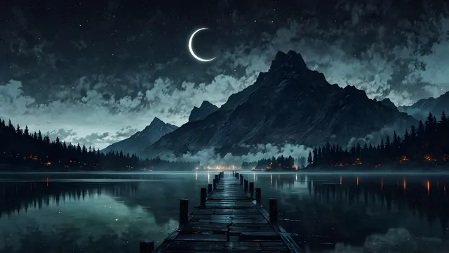 Night Owl wallpaper: mountain lake grey