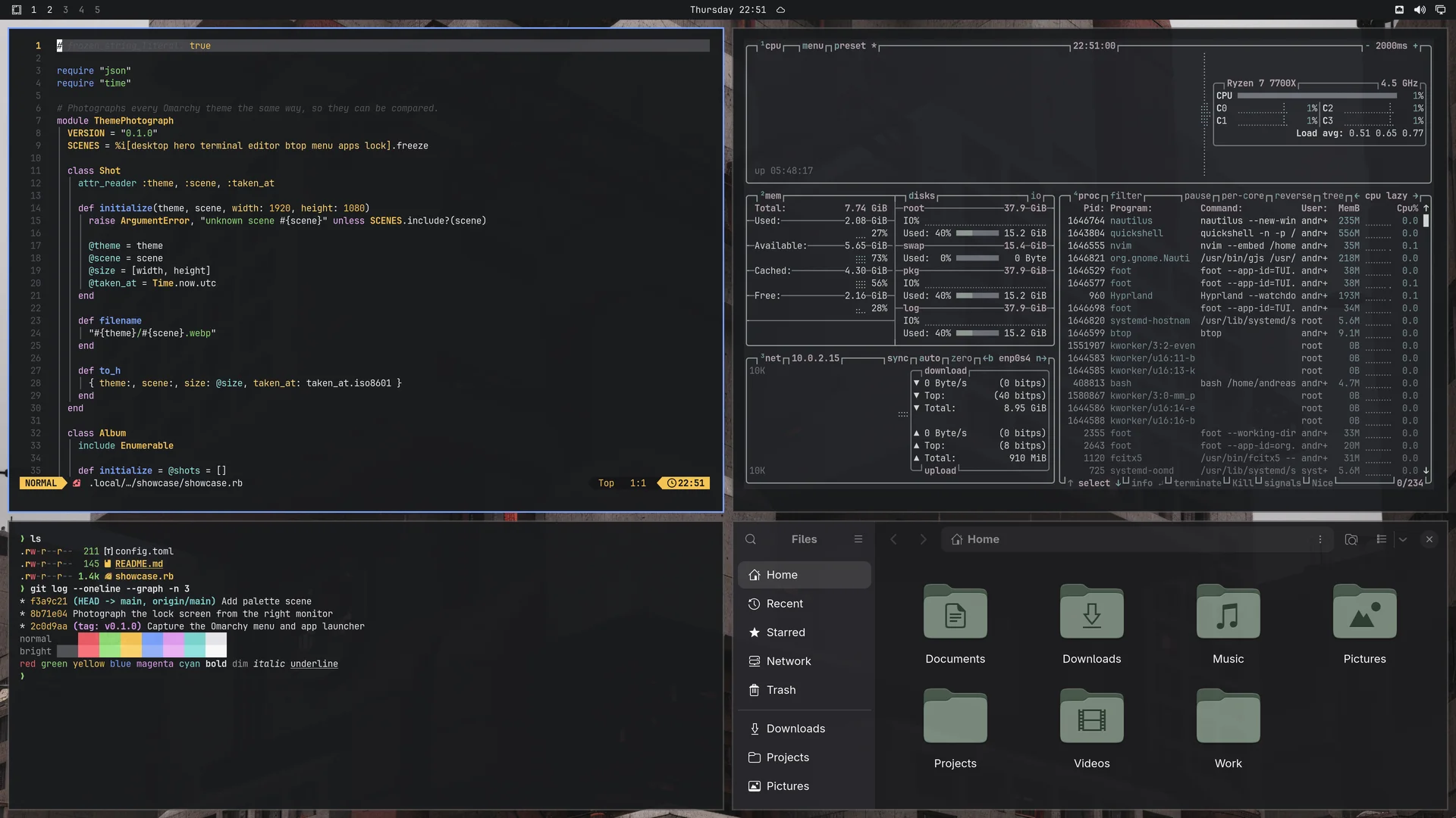 Omarchy Mac Transparent: Neovim, terminal, btop and Files