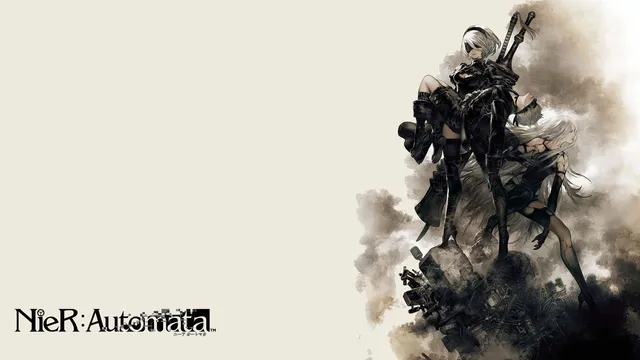 Omarchy Nier wallpaper: 2b 9s and a2