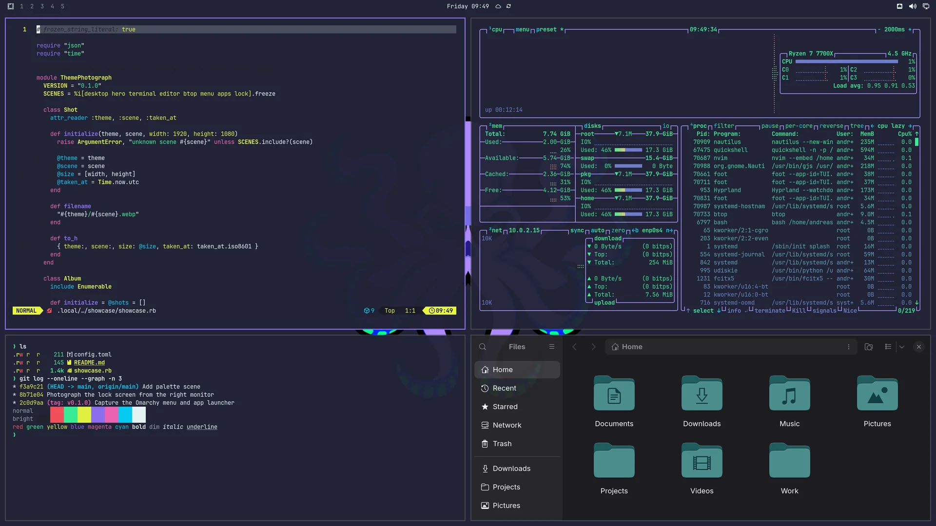 Eldritch: Neovim, terminal, btop and Files