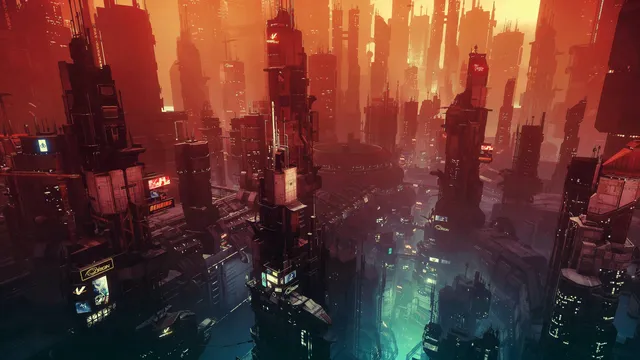 Orange Planet wallpaper: cityscape
