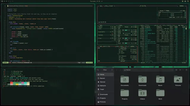 Osaka Jade: Neovim, terminal, btop and Files