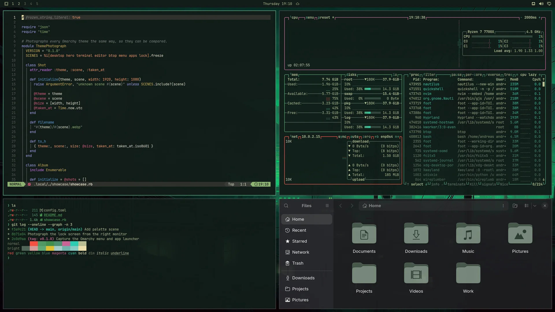 Osaka Jade: Neovim, terminal, btop and Files