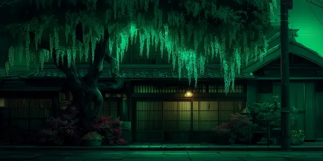 Osaka Jade wallpaper: shaded entrance