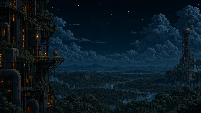 Outpost wallpaper: forest night