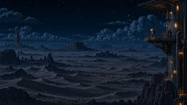 Outpost wallpaper: desert night