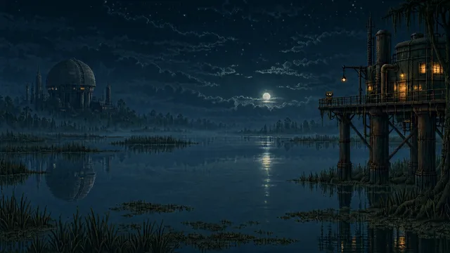 Outpost wallpaper: swamp night