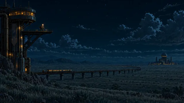 Outpost wallpaper: steppe night