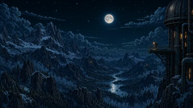 Outpost wallpaper: alpine night