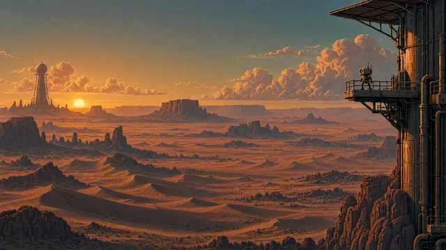 Outpost wallpaper: desert sunset