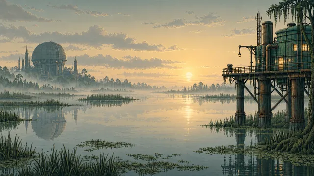 Outpost wallpaper: swamp dawn