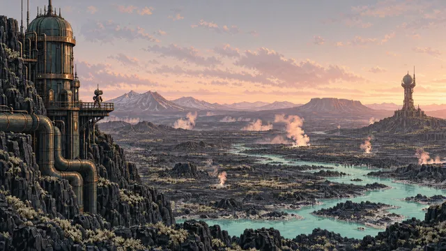 Outpost wallpaper: volcanic dawn