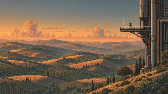 Outpost wallpaper: rolling hills sunset