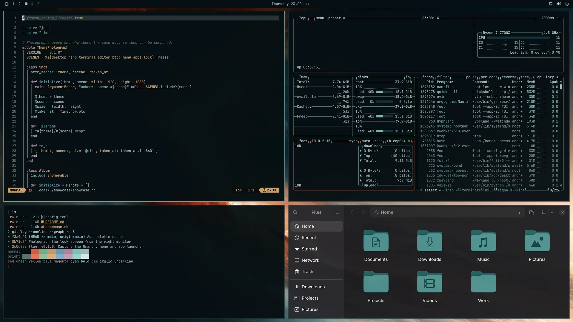 Periphery: Neovim, terminal, btop and Files