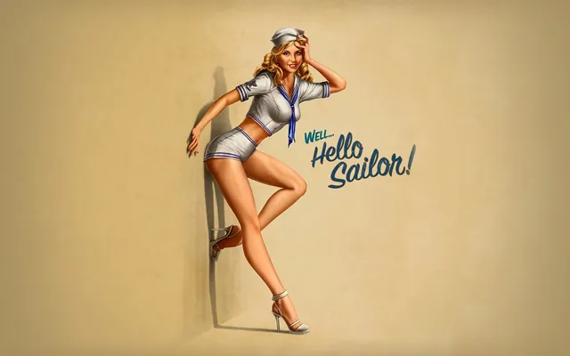 Pinup wallpaper: hello sailor