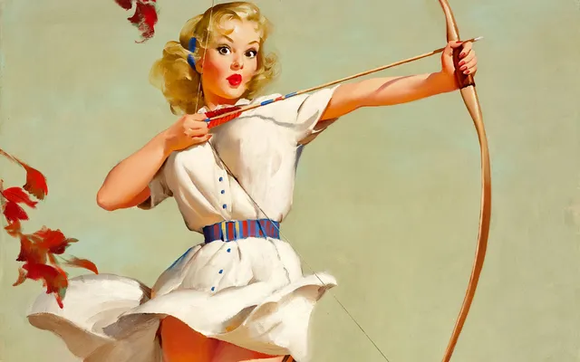 Pinup wallpaper: autumn archer