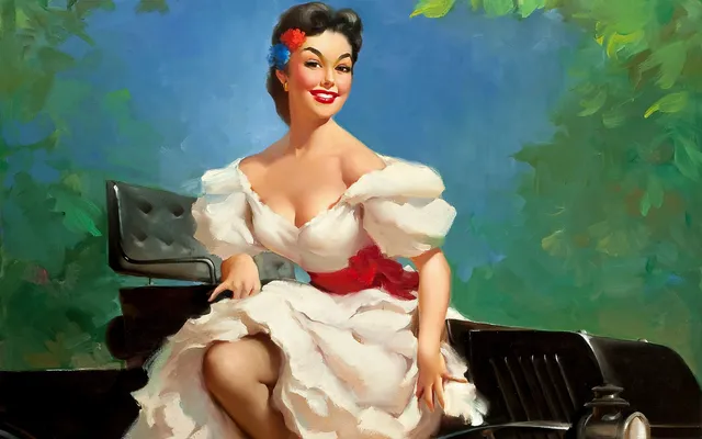 Pinup wallpaper: garden bench