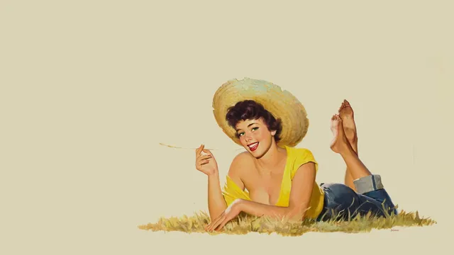 Pinup wallpaper: strawhat meadow