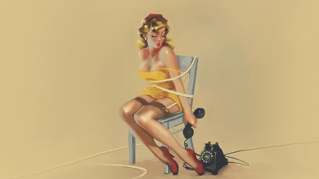 Pinup wallpaper: telephone chair