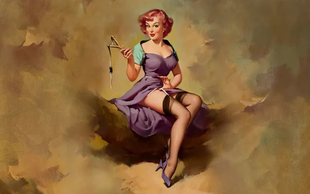 Pinup wallpaper: purple thread