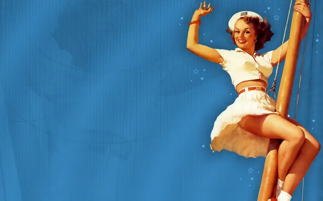 Pinup wallpaper: blue mast