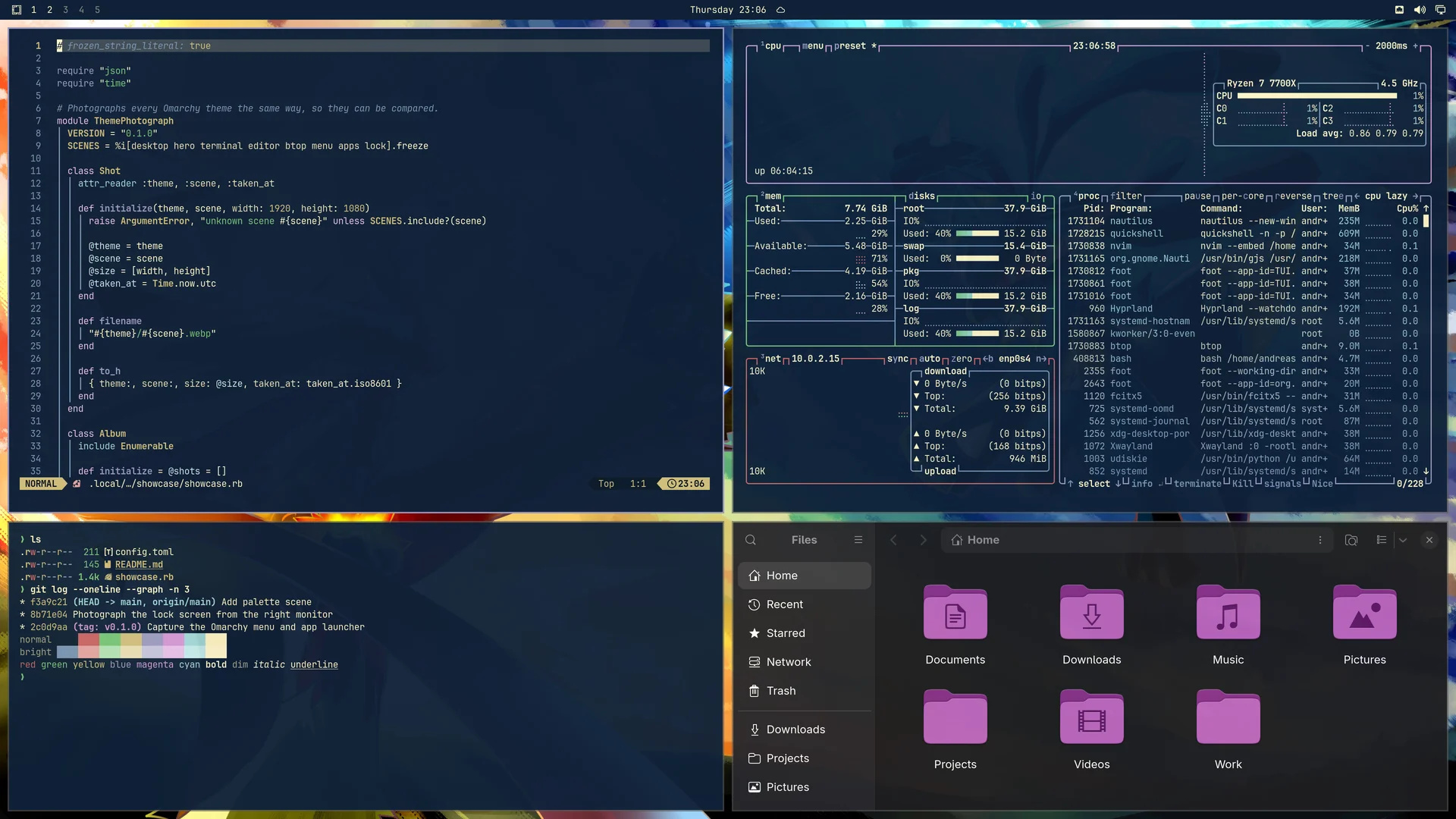 Pokemon: Neovim, terminal, btop and Files