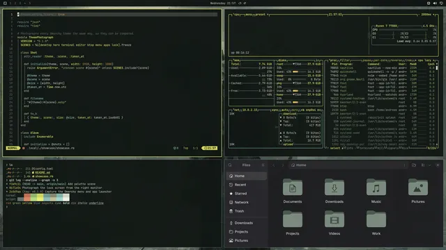 Pripyat: Neovim, terminal, btop and Files
