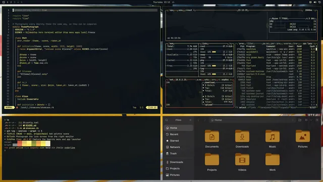 Quattro: Neovim, terminal, btop and Files