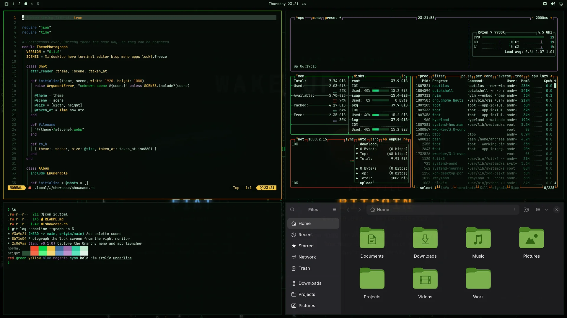 Red Pill: Neovim, terminal, btop and Files