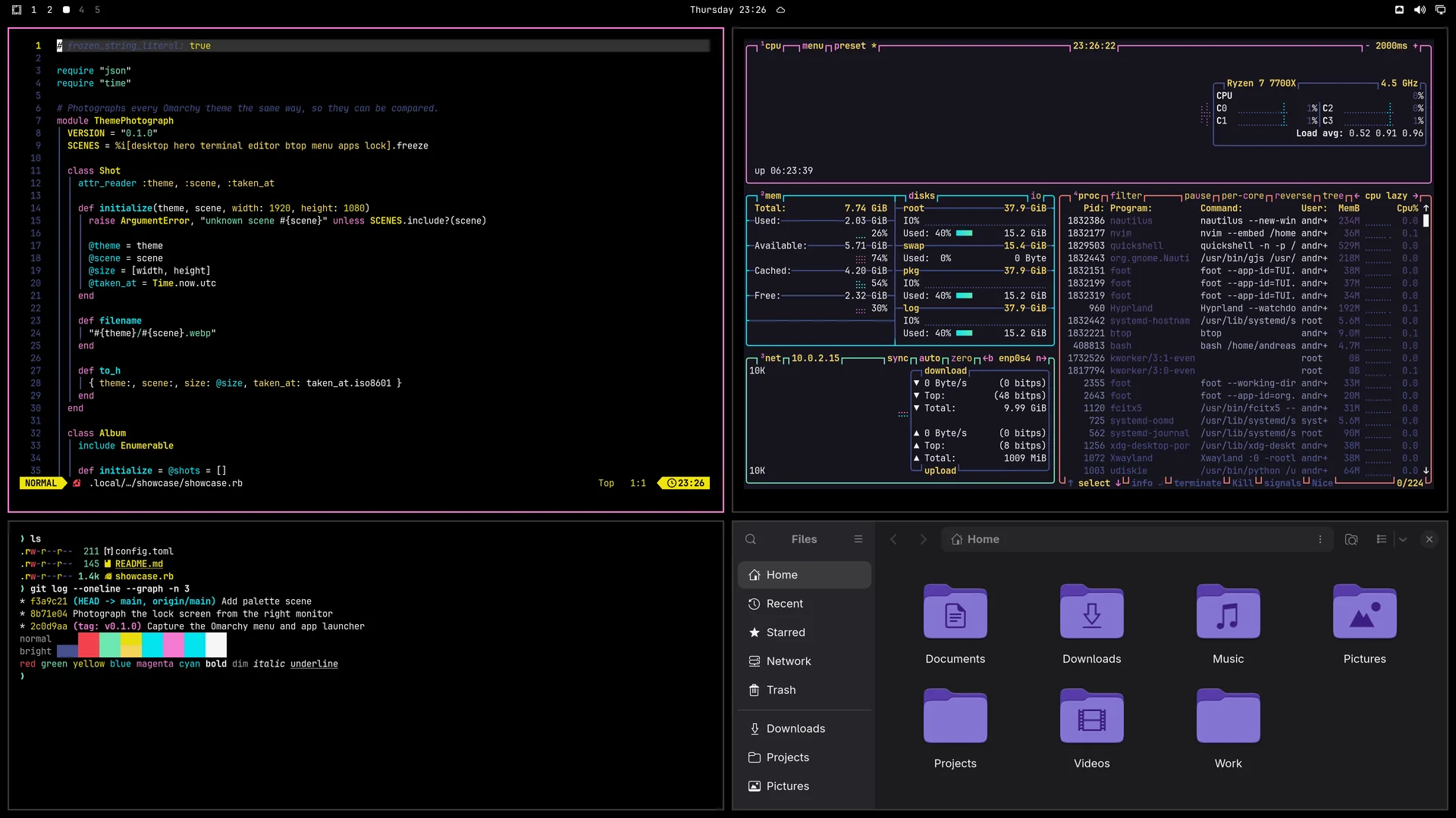 RobZee84: Neovim, terminal, btop and Files
