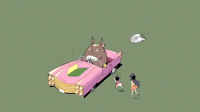 Sakura Mochi wallpaper: pink cadillac cat